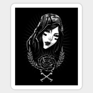 woman in army black and white Sticker